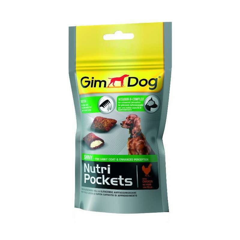 GimDog (ДжимДог) Nutri Pockets Shiny - Подушечки с биотином и витаминами группы В для красивой шерсти у собак (45 г) в E-ZOO
