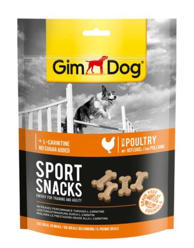 GimDog (ДжимДог) Sport snacks - Дресирувальних ласощі з м'ясом свійської птиці та L-карнітин для собак (60 г) в E-ZOO