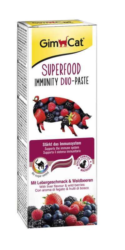 GimCat (ДжимКет) Superfood Immunity Duo-Paste - Дуо-паста для зміцнення імунітету з печінкою і лісовими ягодами (50 г) в E-ZOO