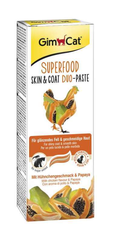GimCat (ДжимКет) Superfood Skin&Coat Duo-Paste - Дуо-паста для шкіри та шерсті з куркою та папайею (50 г) в E-ZOO