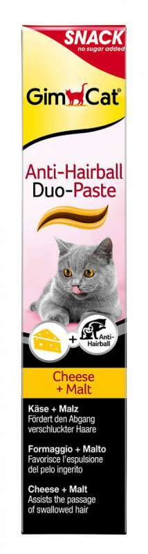 GimCat (ДжимКэт) Anti-Hairball Cheese & Malt Duo-Paste - Паста со вкусом сыра для вывода шерсти у кошек (50 г) в E-ZOO