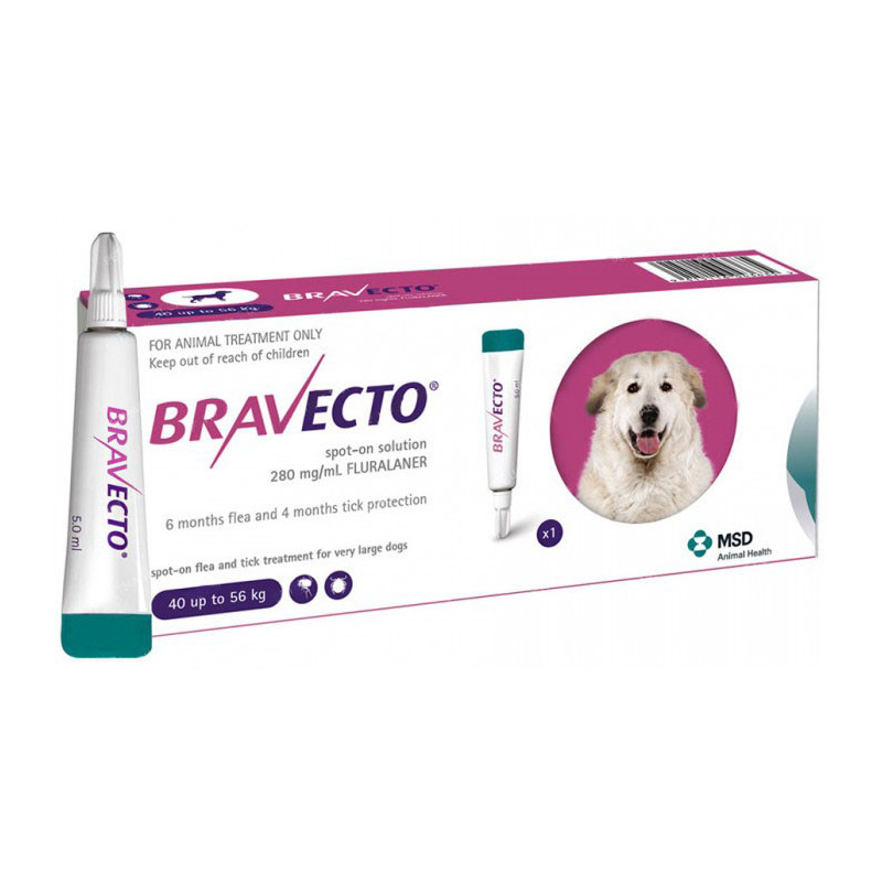 Bravecto Spot-On (Бравекто Спот-Он) by MSD Animal Health - Протипаразитарні краплі від бліх і кліщів для собак (1 піпетка) (40-56 кг) в E-ZOO