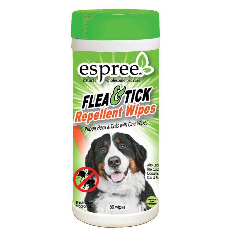 Espree (Эспри) Flea&Tick Wipes - Влажные салфетки для дополнительной защиты от блох и клещей для собак (50 шт./уп.) в E-ZOO