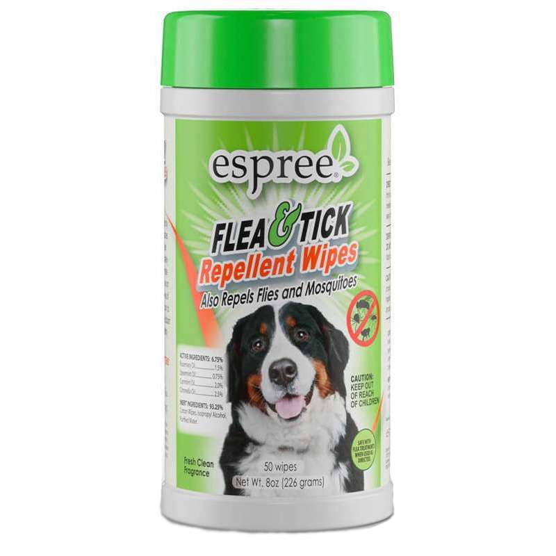 Espree (Эспри) Flea&Tick Wipes - Влажные салфетки для дополнительной защиты от блох и клещей для собак (50 шт./уп.) в E-ZOO