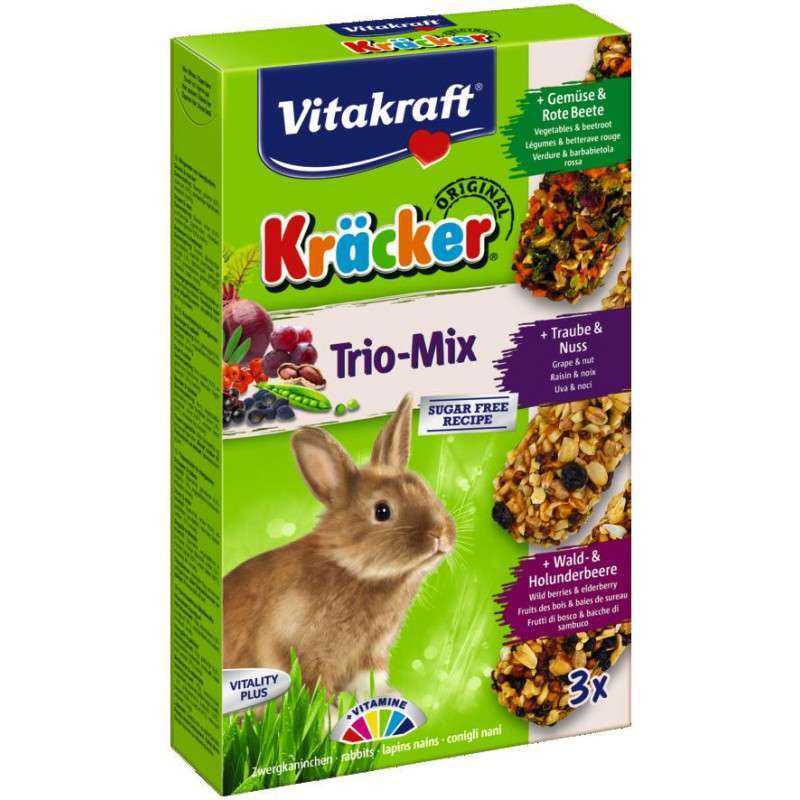 Vitakraft (Витакрафт) Kracker Trio Mix - Крекеры для кроликов с овощами, орехами и ягодами (3 шт./уп.) в E-ZOO