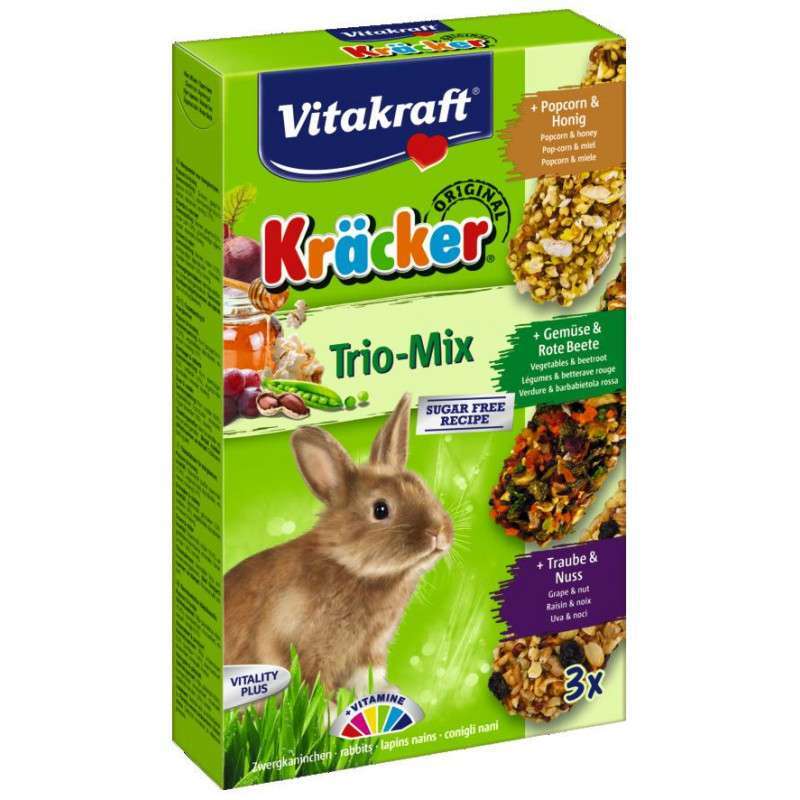 Vitakraft (Витакрафт) Kracker Trio Mix - Крекеры для кроликов с овощами и попкорном (3 шт./уп.) в E-ZOO