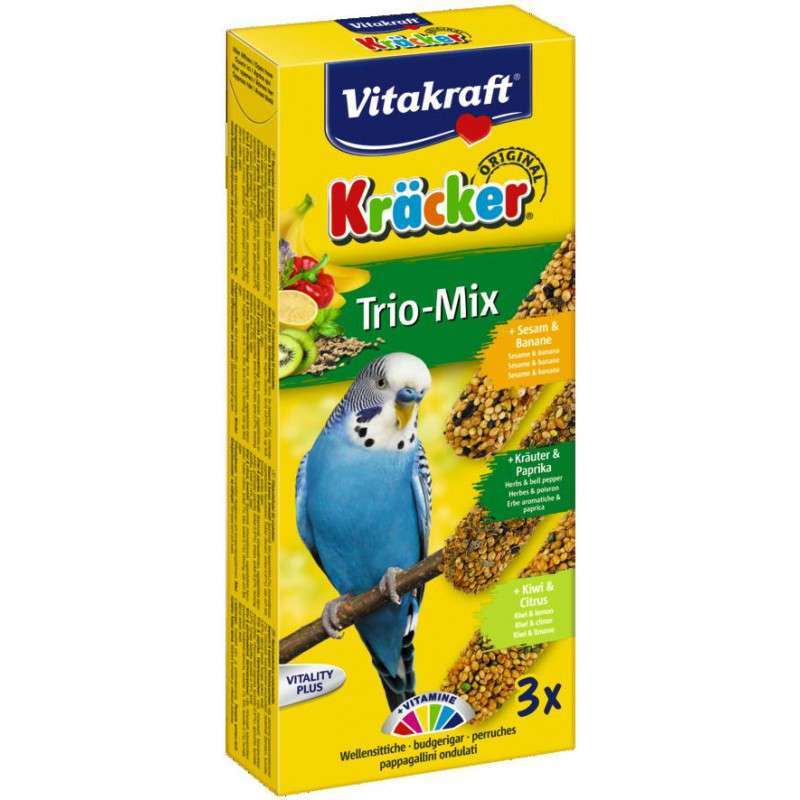 Vitakraft (Витакрафт) Kracker TRIO MIX - Крекеры для волнистых попугаев с инжиром паприкой и киви (3 шт./уп.) в E-ZOO