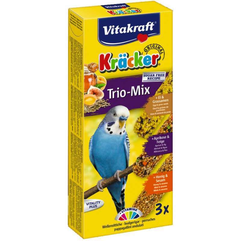 Vitakraft (Витакрафт) Kracker TRIO MIX - Крекер для волнистых попугаев с мёдом, фруктами и яйцом (3 шт./уп.) в E-ZOO