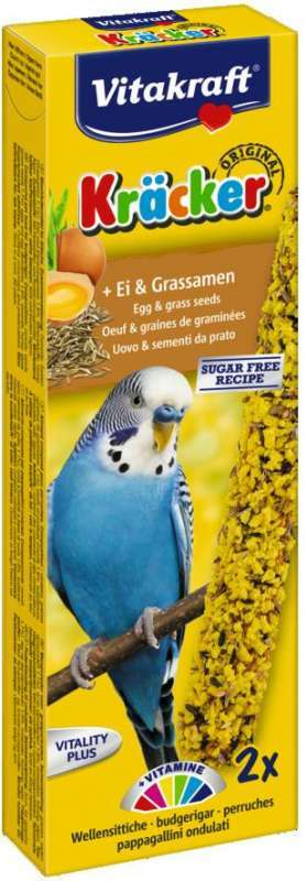 Vitakraft (Витакрафт) Kracker Original Egg & Grass Seeds - Крекер для волнистых попугаев с яйцом и семенами (2 шт./уп.) в E-ZOO