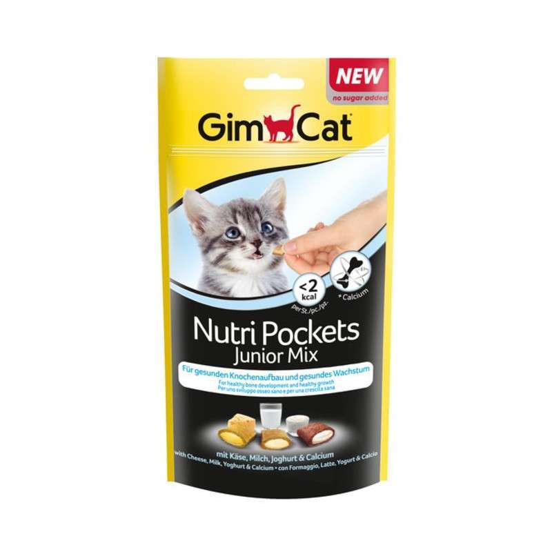 GimCat (ДжимКет) Nutri Pockets Junior Mix - Подушечки з корисною начинкою для кошенят (60 г) в E-ZOO