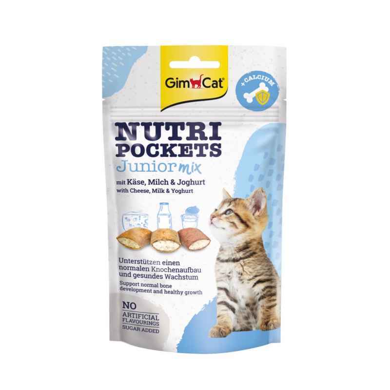 GimCat (ДжимКет) Nutri Pockets Junior Mix - Подушечки з корисною начинкою для кошенят (60 г) в E-ZOO