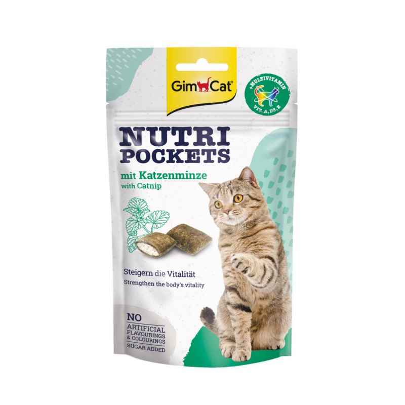 GimCat (ДжимКэт) Nutri Pockets - Подушечки с кошачьей мятой и мультивитаминами для котов (60 г) в E-ZOO