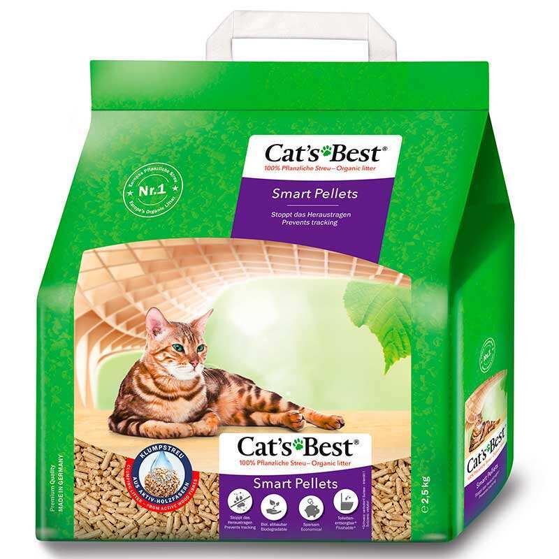 Cat's Best (Кетс Бест) Smart Pellets - Наполнитель древесный гранулированный комкующийся для кошачьего туалета (2,5 кг) в E-ZOO