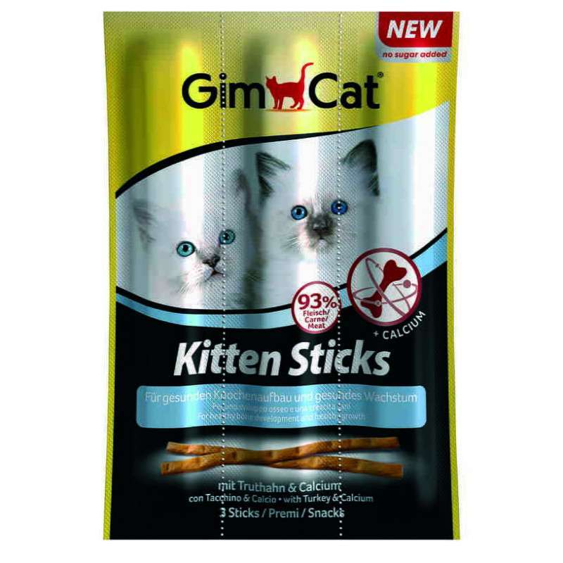 GimСat (ДжимКет) Kitten Sticks - Смаколик з індичкою та кальцієм для кошенят (3 шт./уп.) в E-ZOO