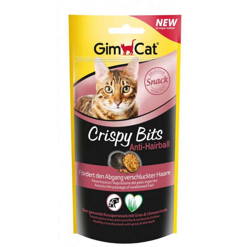 GimСat (ДжимКэт) Crispy Bits Anti-Hairball - Лакомство для выведения шерсти у котов (40 г) в E-ZOO
