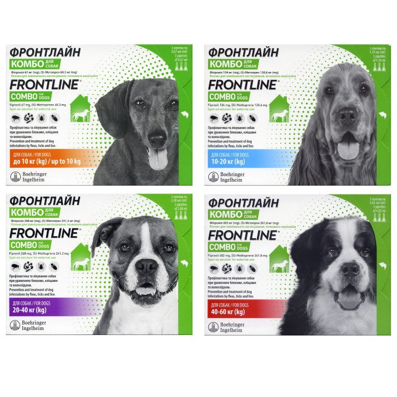 Frontline Combo (Фронтлайн Комбо) by Boehringer Ingelheim - Протипаразитарні краплі від бліх і кліщів для собак (40-60 кг New!) в E-ZOO