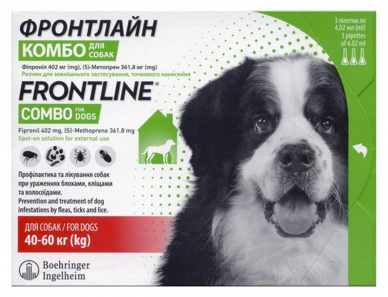 Frontline Combo (Фронтлайн Комбо) by Boehringer Ingelheim - Противопаразитарные капли от блох и клещей для собак (40-60 кг New!) в E-ZOO