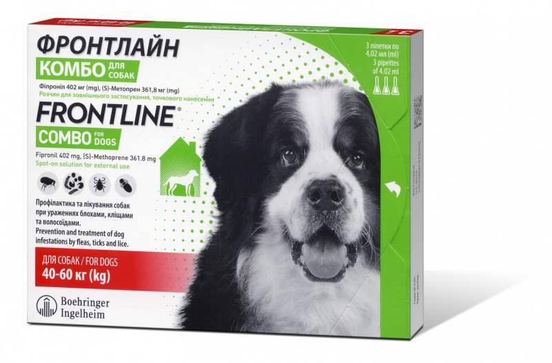Frontline Combo (Фронтлайн Комбо) by Boehringer Ingelheim - Протипаразитарні краплі від бліх і кліщів для собак (40-60 кг New!) в E-ZOO