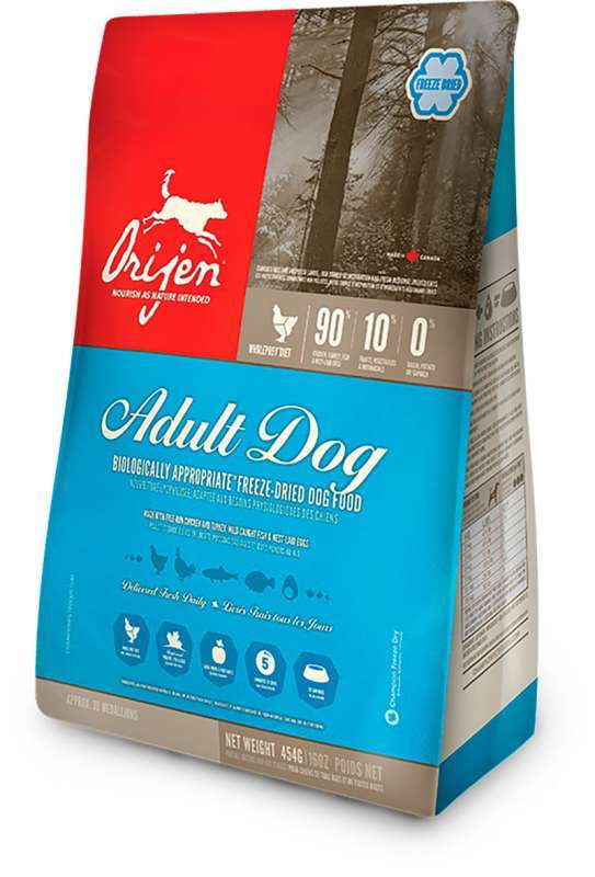 Orijen (Оріджен) Adult Freeze-Dried - Сублімований корм з м'ясом курчат і індички для дорослих собак (170 г) в E-ZOO