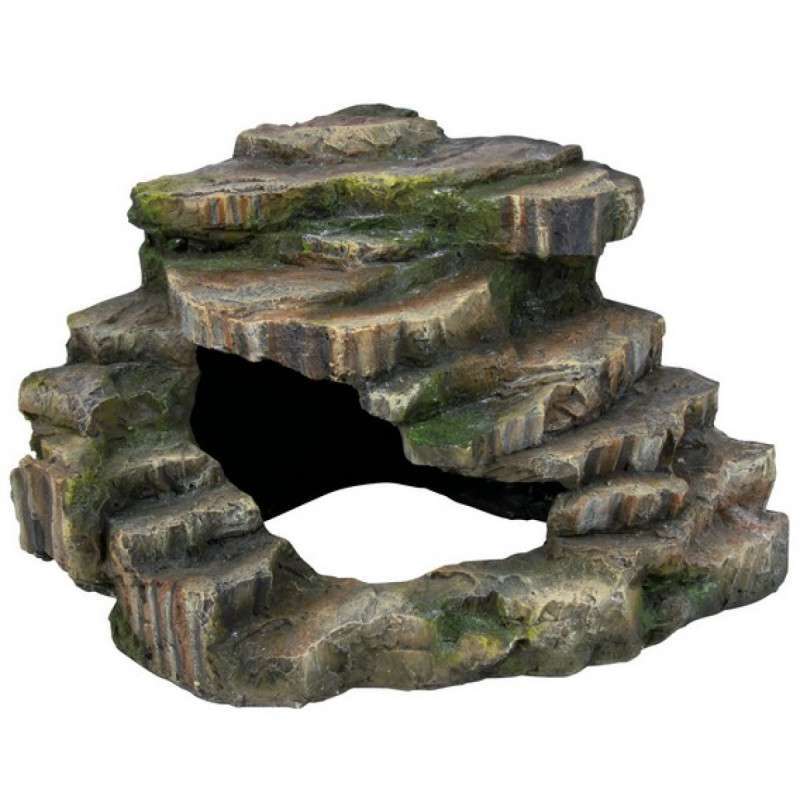 Trixie (Тріксі) Decoration Corner Rock with Cave and Platform - Декорація скеля із печерою та платформою для тераріуму висотою 15 см (16x12x15 см) в E-ZOO
