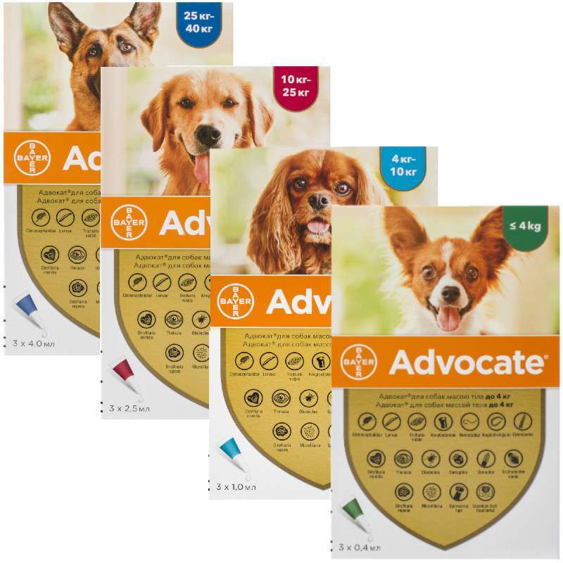 Advocate (Адвокат) by Elanco Animal - Противопаразитарные капли для собак от блох, вшей, клещей, гельминтов (1 пипетка) (< 4 кг) в E-ZOO