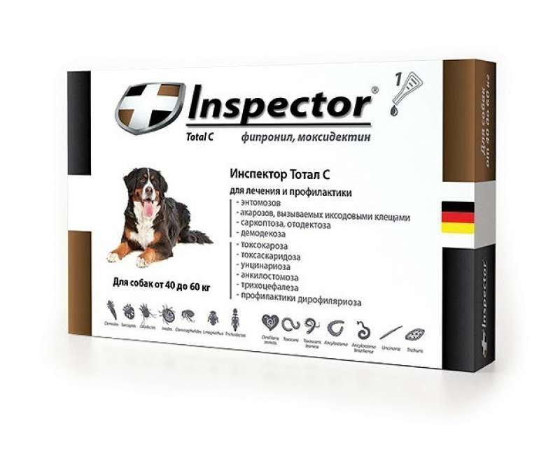 Inspector (Инспектор) Total C - Противопаразитарные капли на холку для собак от блох, клещей и гельминтов (1 пипетка) (40-60 кг) в E-ZOO