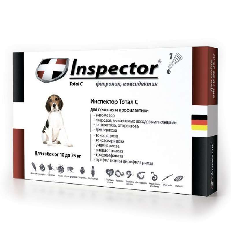 Inspector (Инспектор) Total C - Противопаразитарные капли на холку для собак от блох, клещей и гельминтов (1 пипетка) (40-60 кг) в E-ZOO