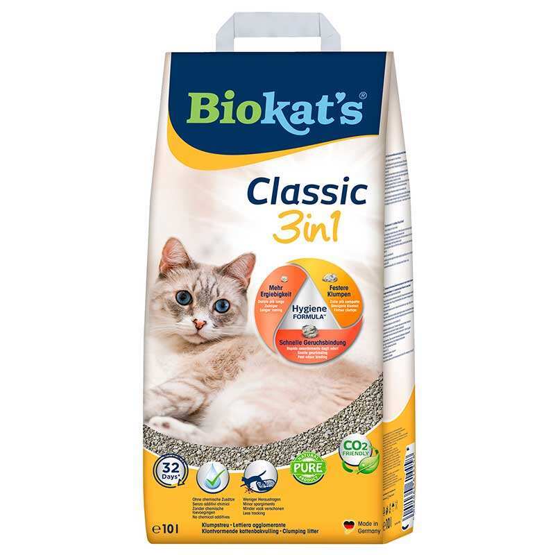 BIOKAT'S (Биокетс) CLASSIC 3in1 - Наполнитель комкующийся для кошачьего туалета с гранулами трех размеров, антибактериальный (18 л) в E-ZOO