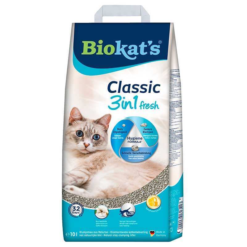 BIOKAT'S (Біокетс) CLASSIC FRESH 3 in 1 - Наповнювач, що утворює грудочки для котячого туалету КЛАСІК 3 в 1 з ароматом свіжої трави (10 л) в E-ZOO