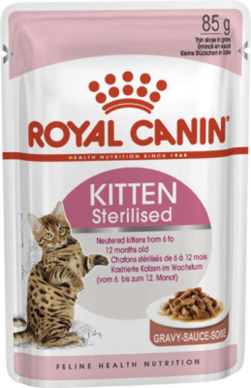 Royal Canin (Роял Канін) Kitten Sterilised - Консервований корм шматочками для стерилізованих кошенят (шматочки в соусі) (85 г) в E-ZOO
