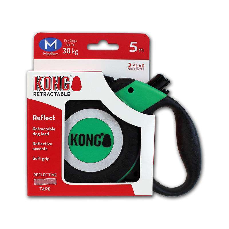 KONG (Конг) Reflect M - Поводок-рулетка для собак средних пород со светоотражателями (M) в E-ZOO