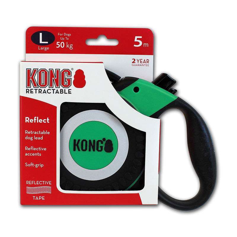 KONG (Конг) Reflect M - Поводок-рулетка для собак средних пород со светоотражателями (M) в E-ZOO