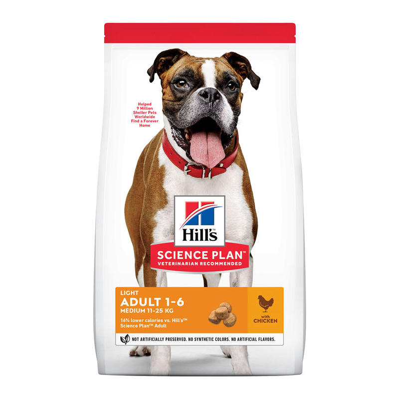 Hill's (Хіллс) Science Plan Light Adult Medium with Chicken - Сухий корм з куркою для дорослих собак середніх порід, низькокалорійний (14 кг) в E-ZOO