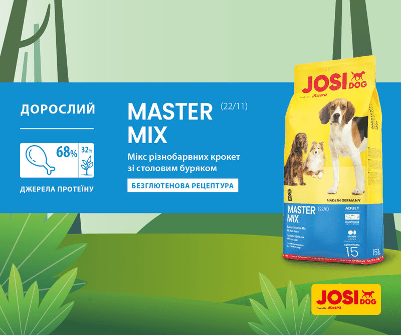 JosiDog (ЙозіДог) by Josera Adult Master Mix - Сухий корм для дорослих собак всіх порід (15 кг) в E-ZOO