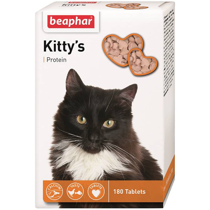 Beaphar (Беафар) Kittys Protein - Таблетки вітамінізовані з протеїном для котів (75 шт./уп.) в E-ZOO