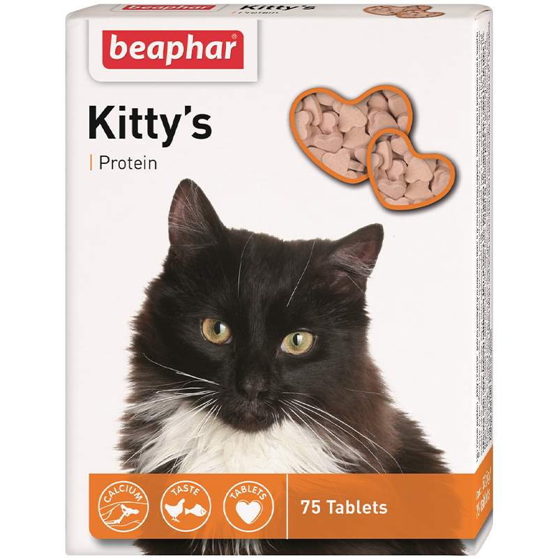 Beaphar (Беафар) Kittys Protein - Таблетки вітамінізовані з протеїном для котів (75 шт./уп.) в E-ZOO