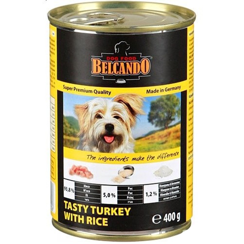 Belcando (Белькандо) Консервированный суперпремиальный корм с вкусной индейкой и рисом для собак всех возрастов