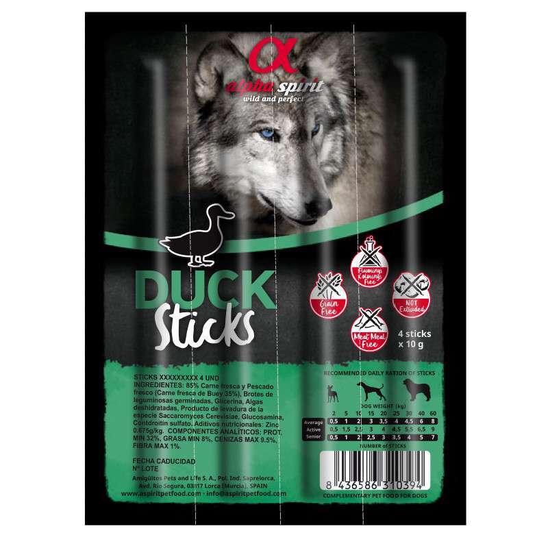 Alpha Spirit (Альфа Спіріт) Sticks Duck & Chicken - Напіввологий смаколик для собак (палички з качкою і куркою) (40 г) в E-ZOO