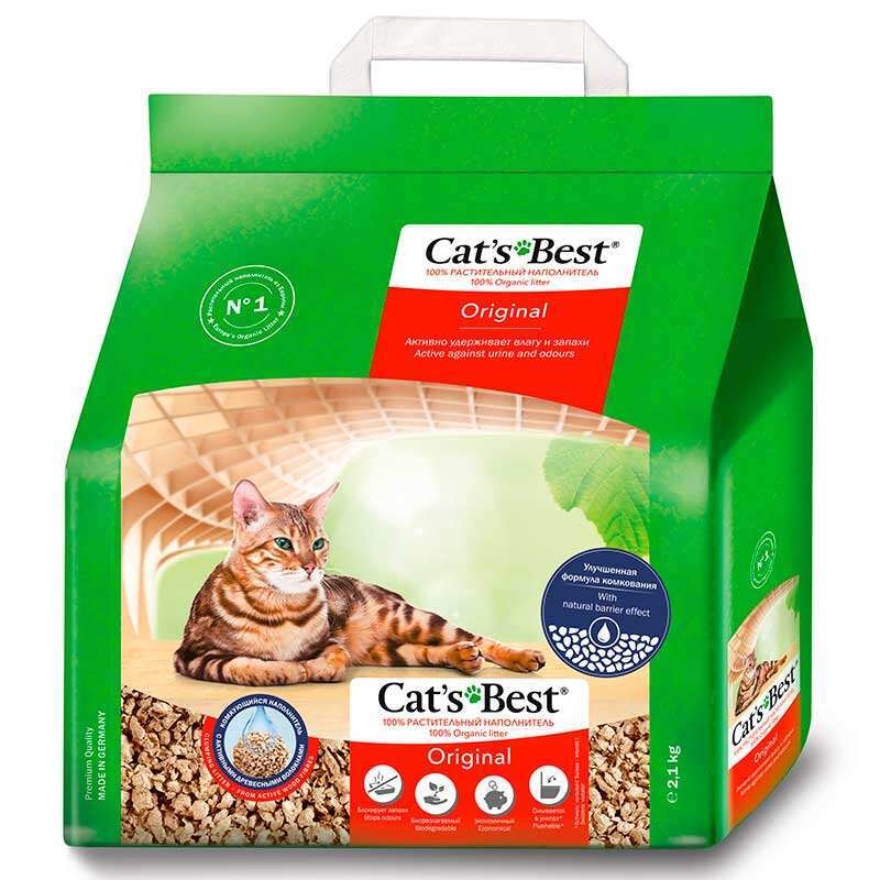 Cat's Best (Кетс Бест) Original - Деревний пластівчатий наповнювач, що комкується для котячого туалету (5 л/2,1 кг) в E-ZOO