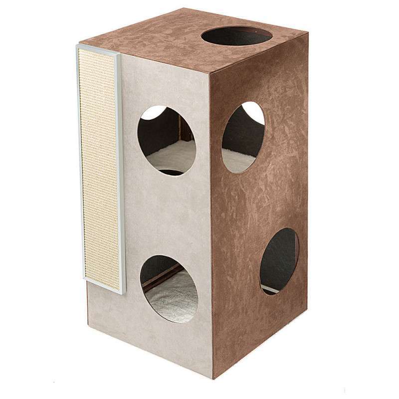 Ferplast (Ферпласт) Kubo 2 - Двухэтажный домик из водоотталкивающей ткани для кошек (45x47x89 см) в E-ZOO
