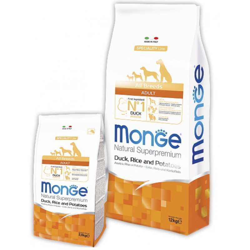 Monge (Монж) Natural Superpremium All Breeds Adult Duck, Rice & Potatoes - Сухой корм для взрослых собак всех пород с уткой и рисом (15 кг) в E-ZOO
