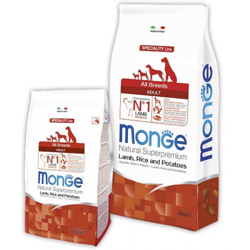 Monge (Монж) Natural Superpremium All Breeds Adult Hypoallergenic - Сухой корм с ягненком, рисом и картофелем для взрослых собак-аллергиков всех пород (2,5 кг) в E-ZOO