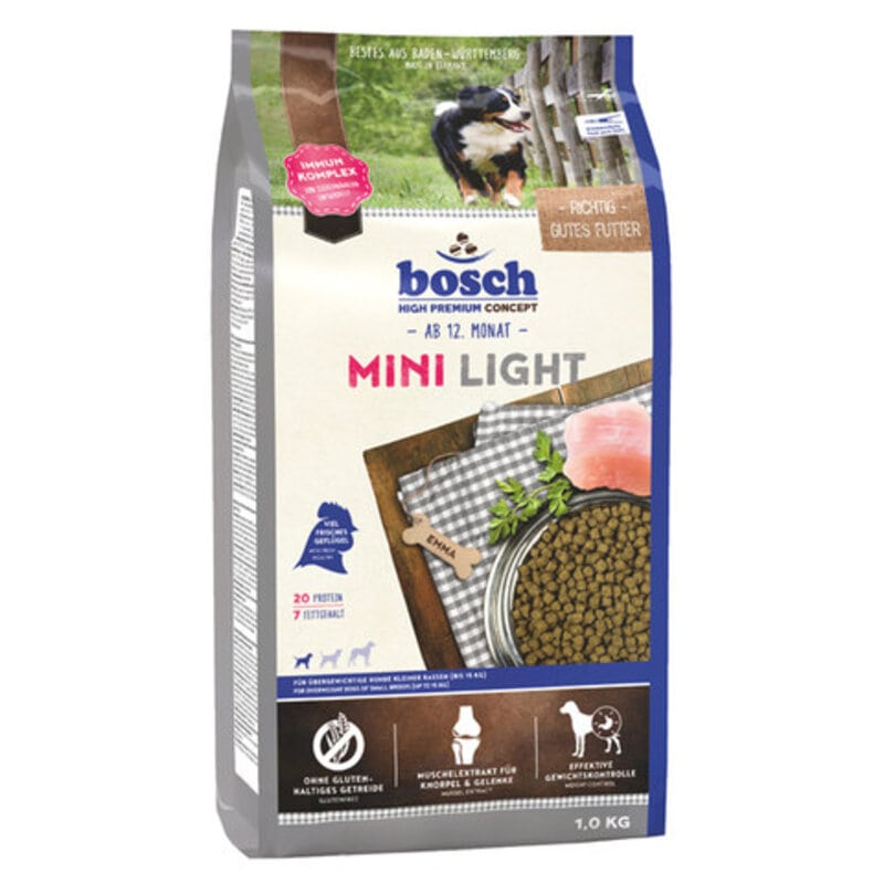 Bosch (Бош) Mini Light - Сухий корм з м'ясом свійської птиці для дорослих собак малих порід схильних до повноти (1 кг) в E-ZOO
