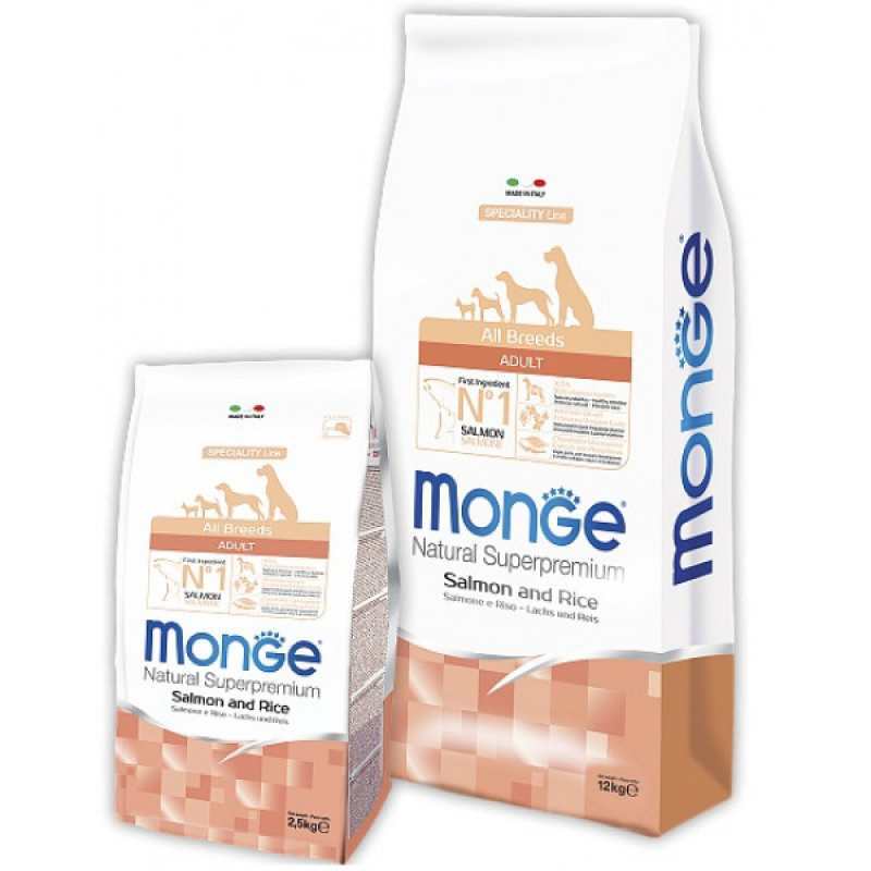 Monge (Монж) Natural Superpremium All Breeds Adult - Сухой корм с лососем и рисом для взрослых собак всех пород (15 кг) в E-ZOO