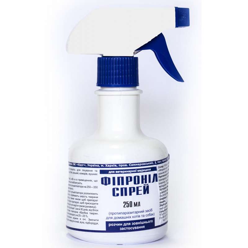 Фіпроніл Cпрей - інсекто-акарицидний засіб від бліх, вошей і кліщів для котів і собак (250 мл) в E-ZOO