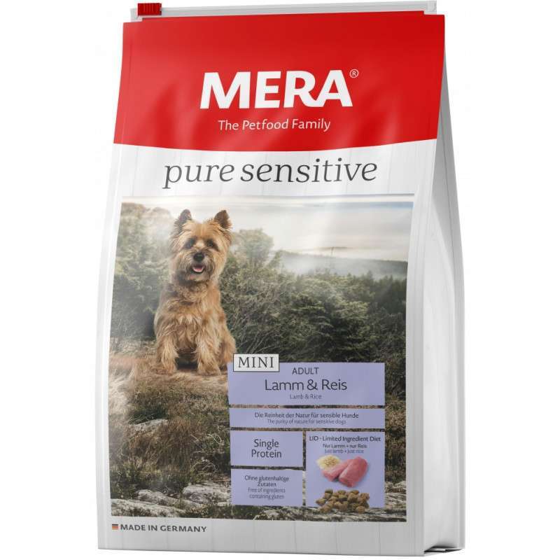 Mera (Мера) Dog Pure Sensitive Mini Adult Lamb&Rice - Сухий корм з ягнятком та рисом для дорослих собак дрібних порід (1 кг) в E-ZOO