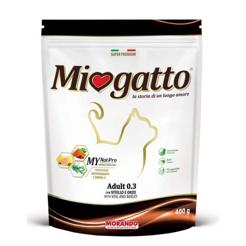 Miogatto (Миогатто) Adult 0.3 Veal - Сухой корм с телятиной и ячменем для взрослых котов (400 г) в E-ZOO