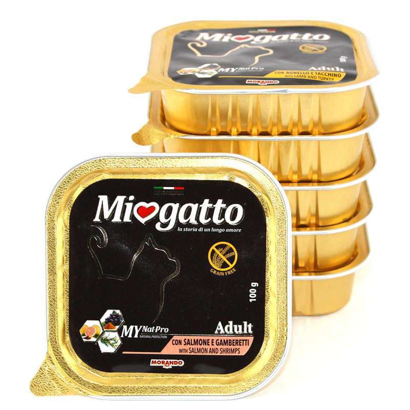 Miogatto (Міогатто) Miogatto Adult Salmon and Shrimps - Вологий корм з лососем і креветками для дорослих котів (100 г) в E-ZOO