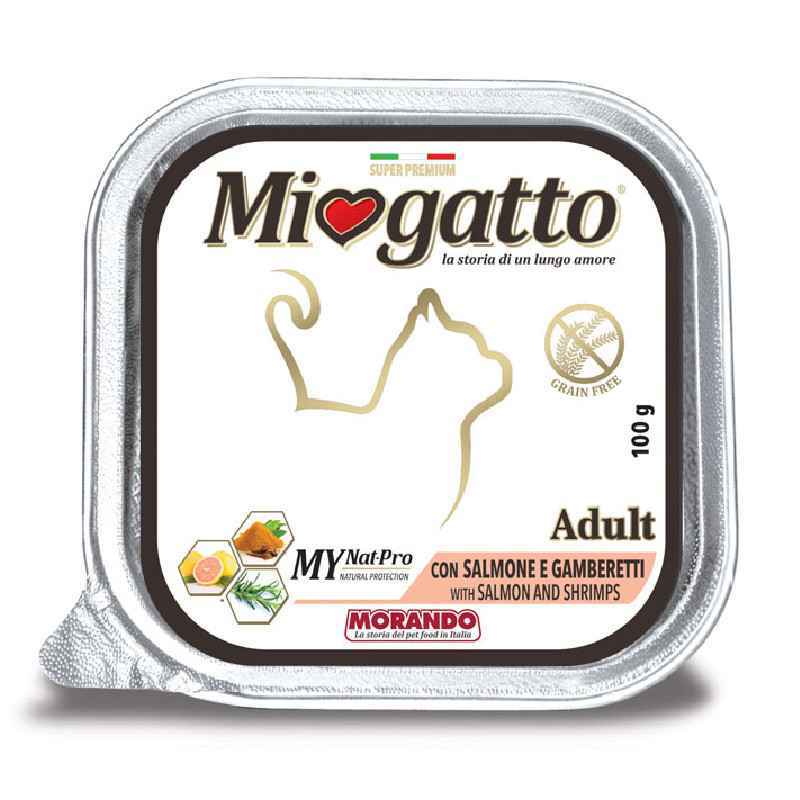 Miogatto (Миогатто) Adult Salmon and Shrimps - Влажный корм с лососем и креветками для взрослых котов (100 г) в E-ZOO