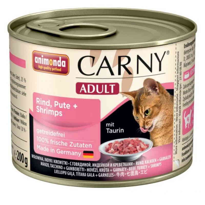 Animonda (Анимонда) Carny Adult - Консервированный корм с говядиной, индейкой и креветками для взрослых котов (рубленное мясо)